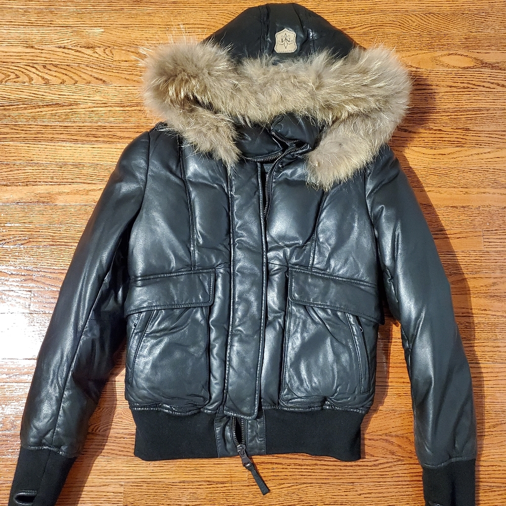 Real leather Mackage coat,professionally cleaned